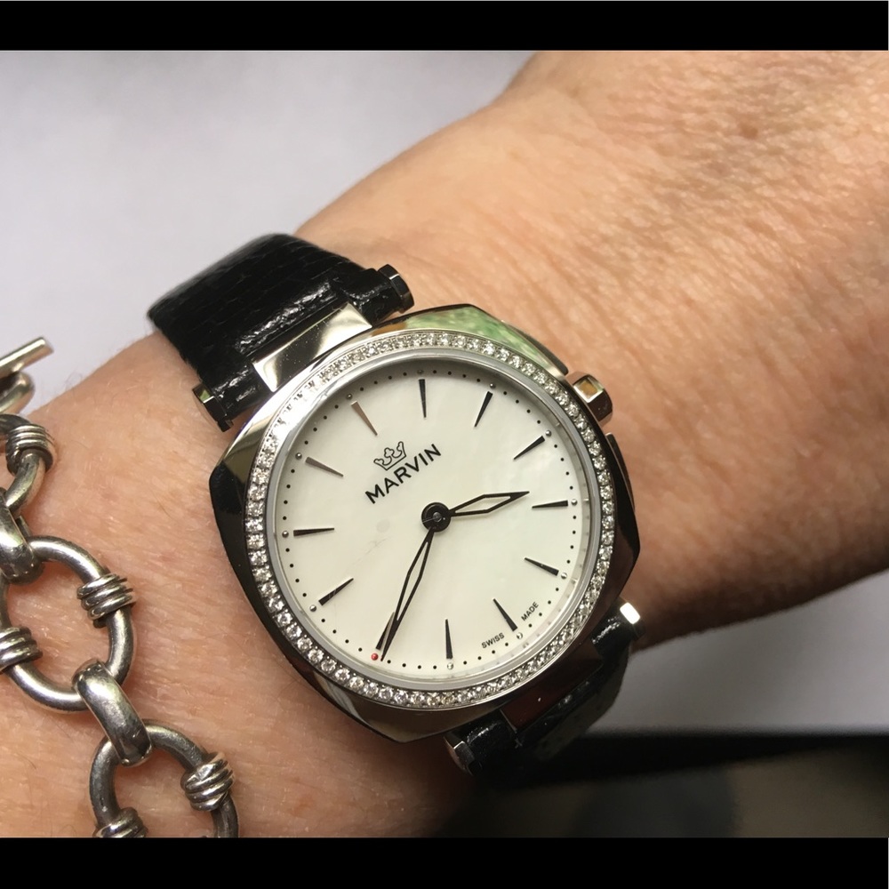 NOS Marvin Ladies Diamond Stainless Steel Watch